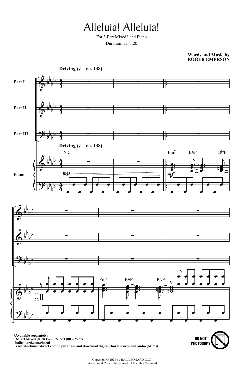 Download Roger Emerson Alleluia! Alleluia! Sheet Music and learn how to play 2-Part Choir PDF digital score in minutes