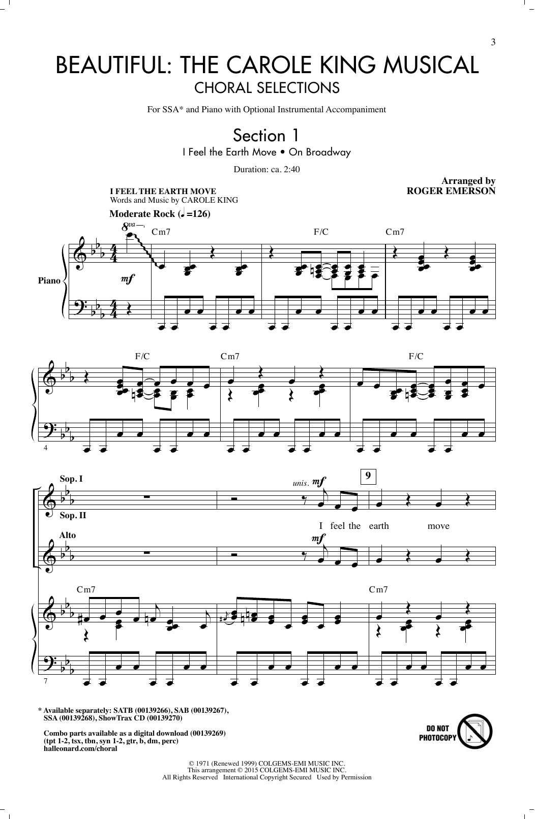Download Roger Emerson Beautiful: The Carole King Musical (Choral Selections) Sheet Music and learn how to play SAB PDF digital score in minutes