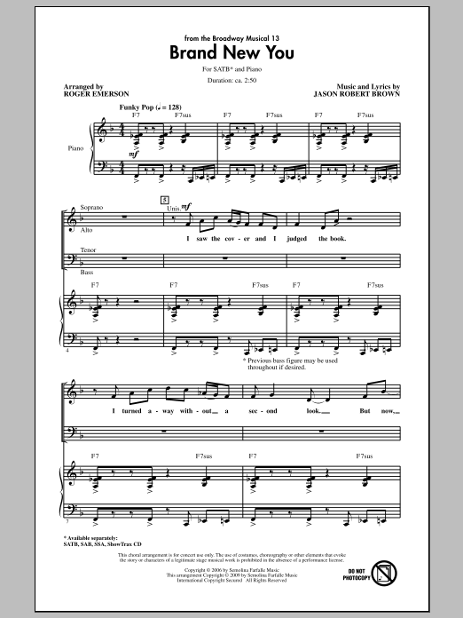Download Roger Emerson Brand New You (from 13) Sheet Music and learn how to play SATB Choir PDF digital score in minutes