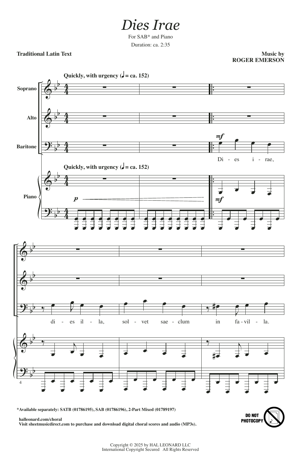 Download Roger Emerson Dies Irae Sheet Music and learn how to play 2-Part Choir PDF digital score in minutes
