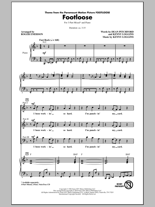 Download Roger Emerson Footloose Sheet Music and learn how to play 2-Part Choir PDF digital score in minutes