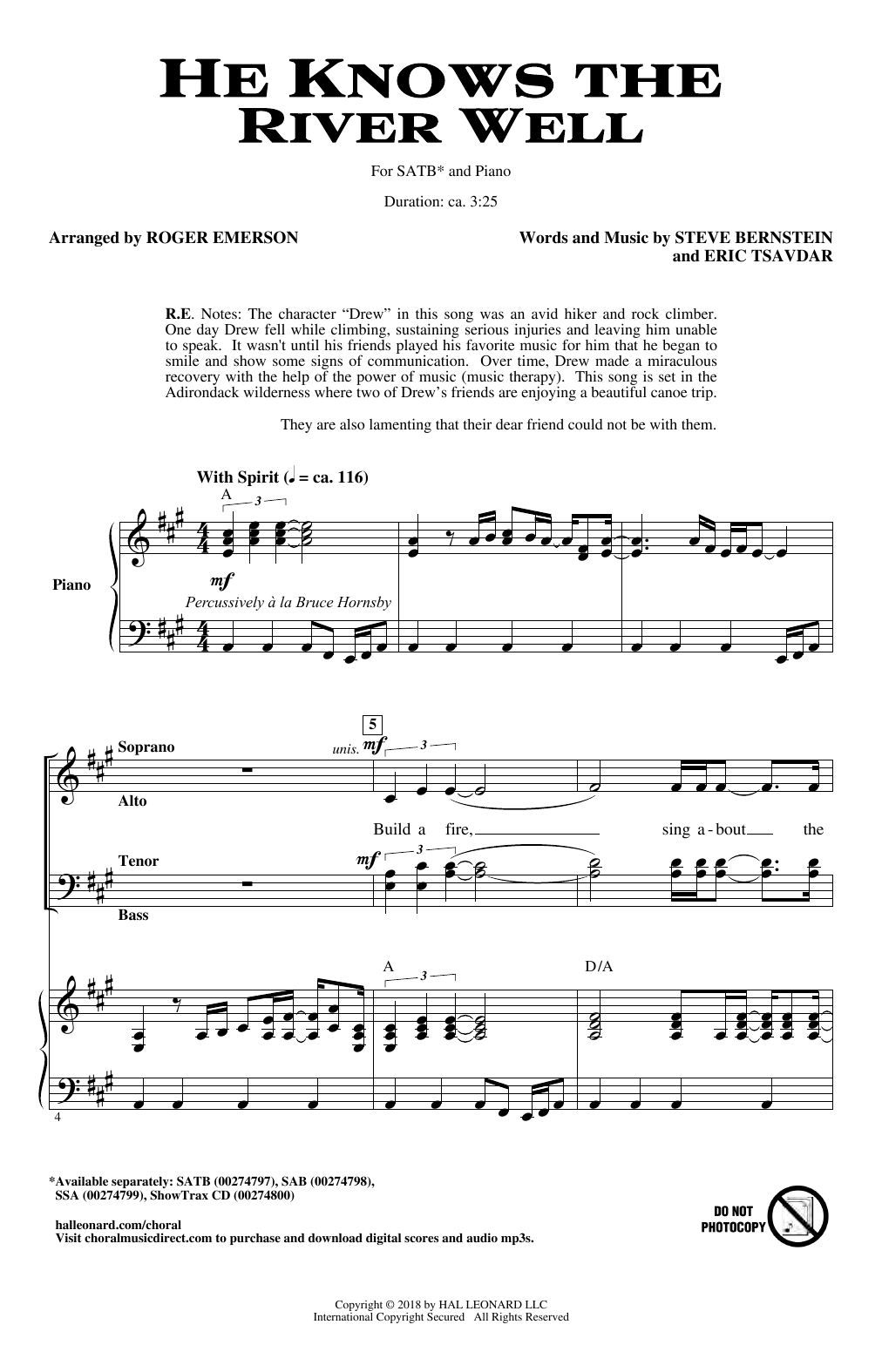 Download Roger Emerson He Knows The River Well Sheet Music and learn how to play SAB Choir PDF digital score in minutes