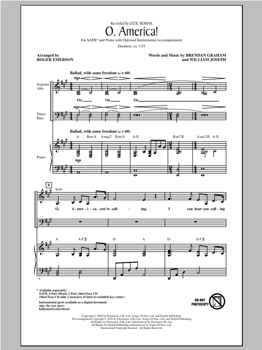 Download Roger Emerson O, America! Sheet Music and learn how to play 2-Part Choir PDF digital score in minutes