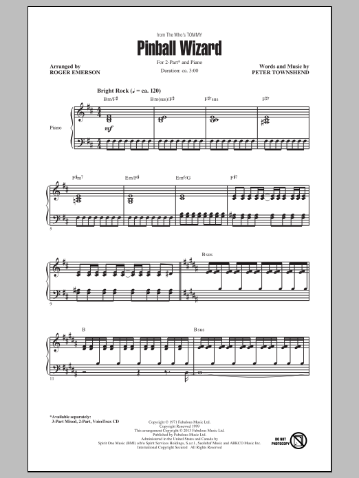 Download Elton John Pinball Wizard (arr. Roger Emerson) Sheet Music and learn how to play 3-Part Mixed PDF digital score in minutes