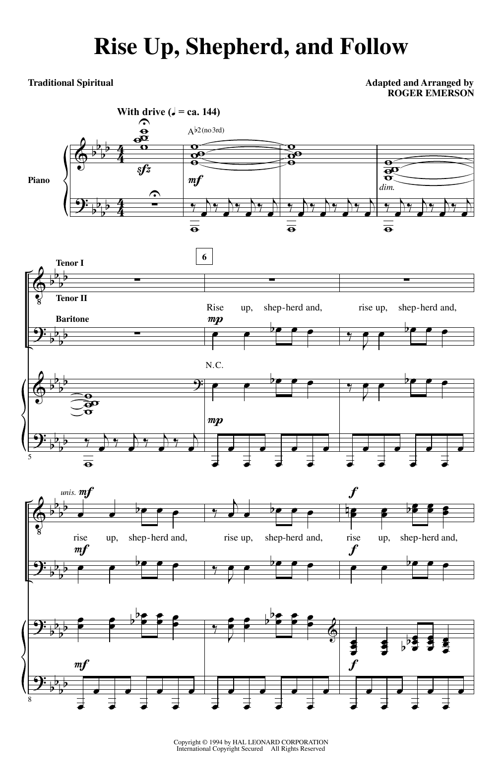 Download Roger Emerson Rise Up Shepherd And Follow Sheet Music and learn how to play TTBB PDF digital score in minutes