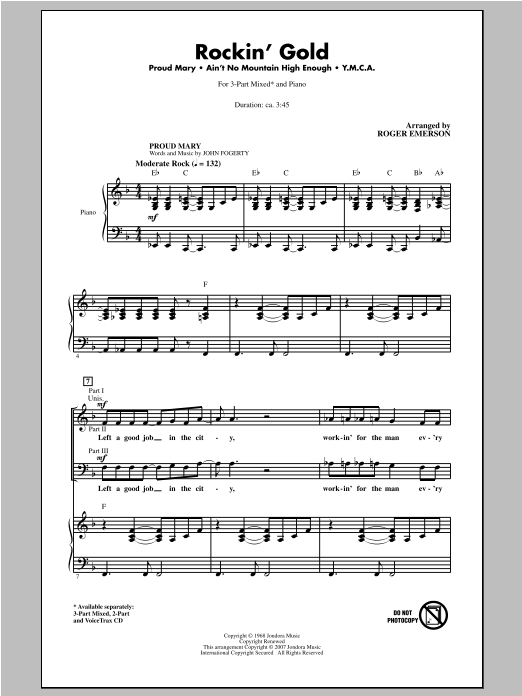 Download Roger Emerson Rockin' Gold (Medley) Sheet Music and learn how to play 2-Part Choir PDF digital score in minutes