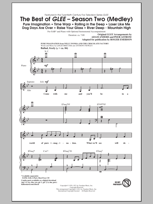 Download Glee Cast The Best Of Glee (Season Two Medley) (arr. Roger Emerson) Sheet Music and learn how to play SAB PDF digital score in minutes