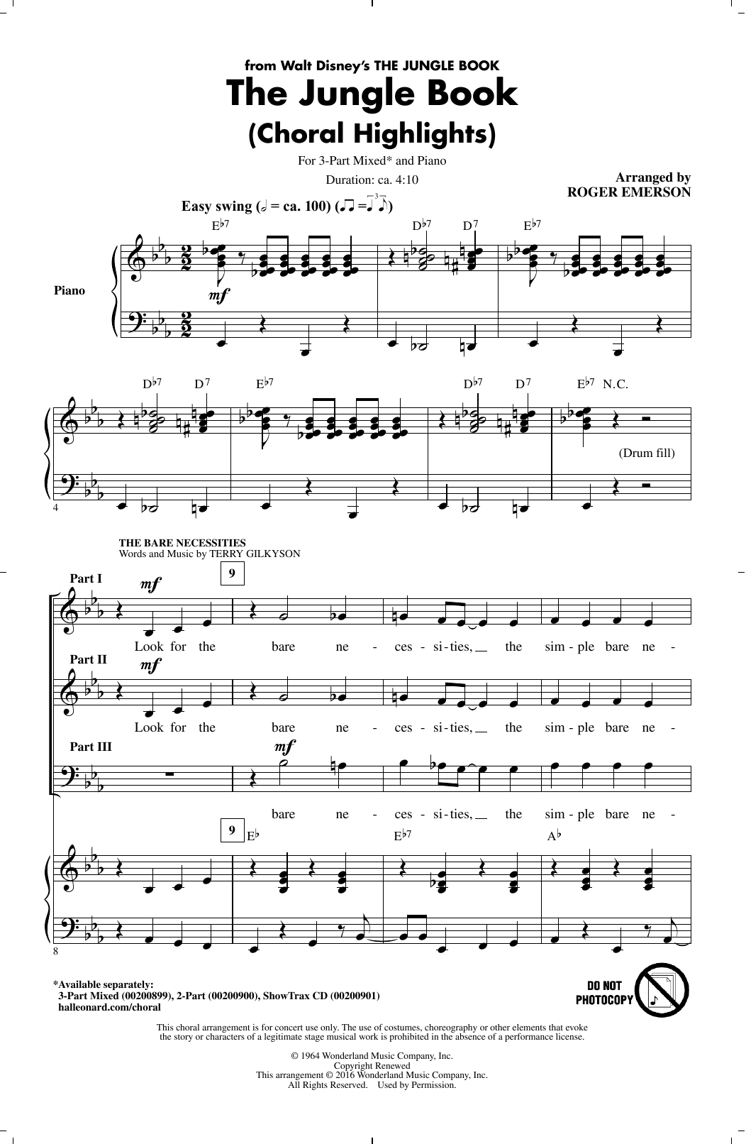 Download Roger Emerson The Jungle Book (Choral Highlights) Sheet Music and learn how to play 2-Part Choir PDF digital score in minutes