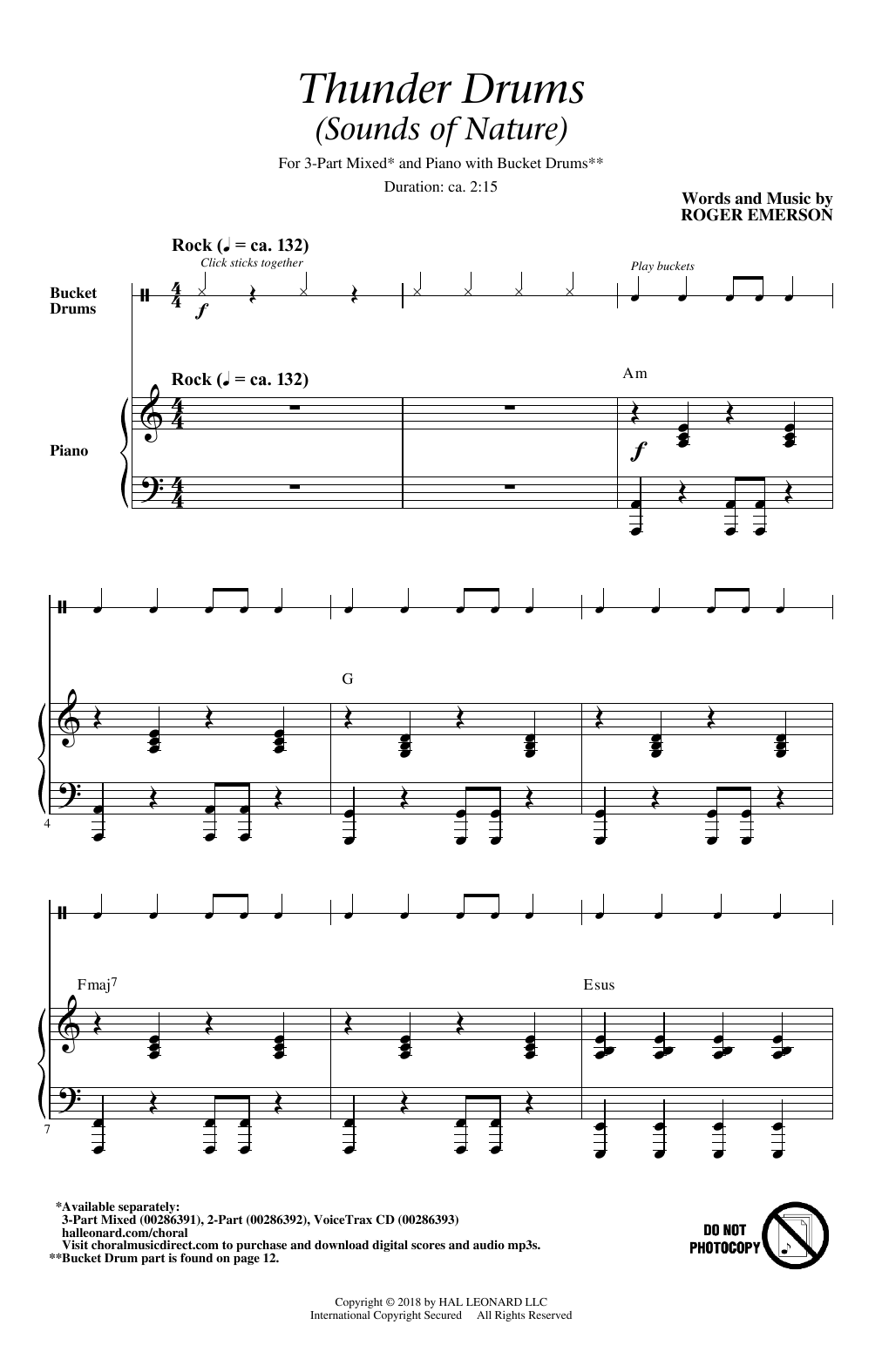 Download Roger Emerson Thunder Drums Sheet Music and learn how to play 2-Part Choir PDF digital score in minutes