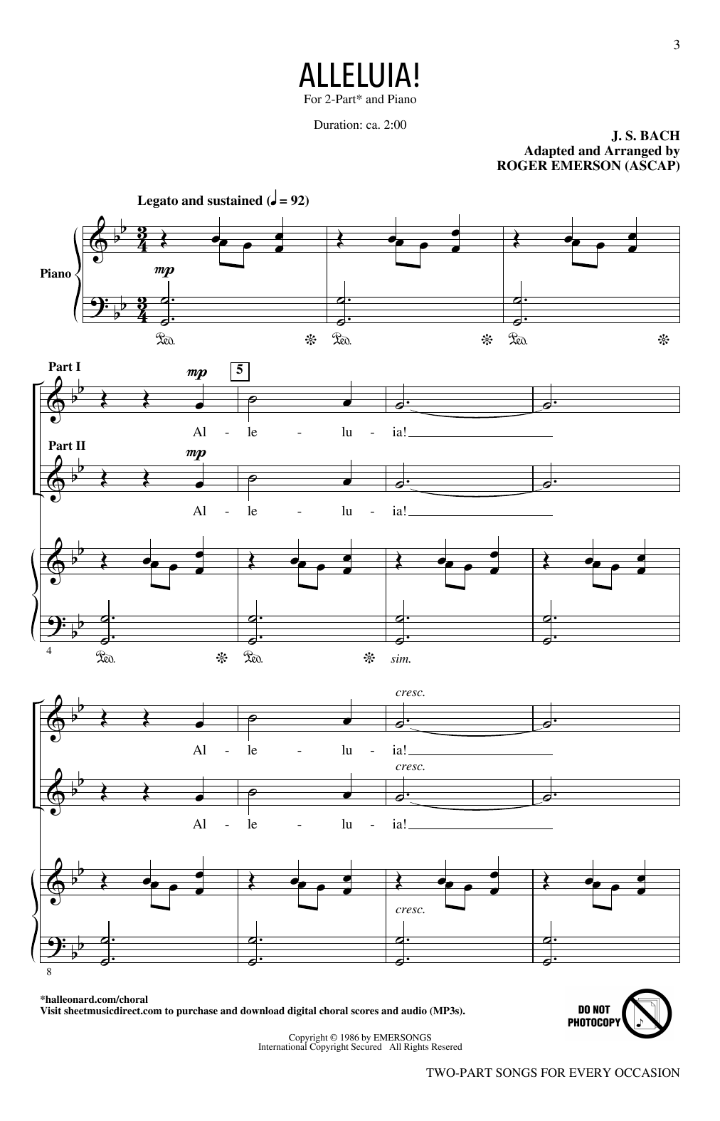 Download Roger Emerson Two-Part Songs For Every Occasion Sheet Music and learn how to play 2-Part Choir PDF digital score in minutes
