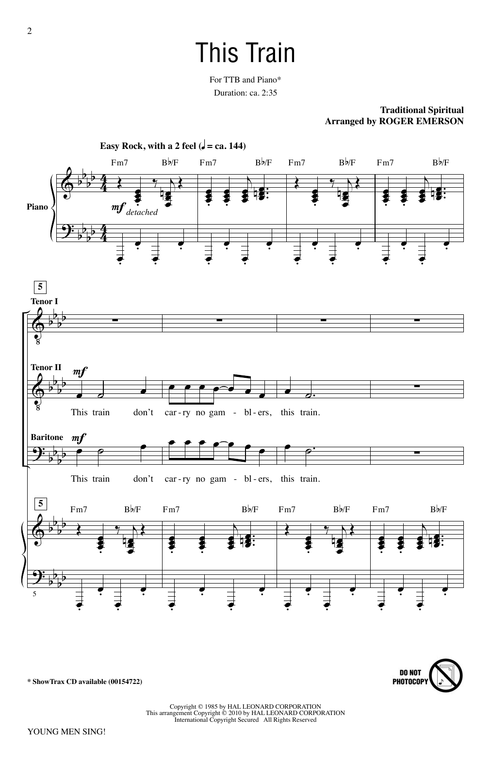Download Roger Emerson Young Men Sing (Collection) Sheet Music and learn how to play TTBB PDF digital score in minutes