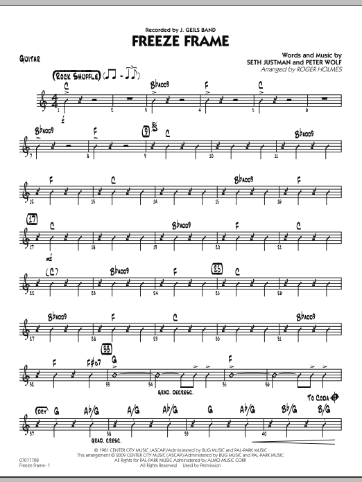 Download Roger Holmes Freeze Frame - Guitar Sheet Music and learn how to play Jazz Ensemble PDF digital score in minutes