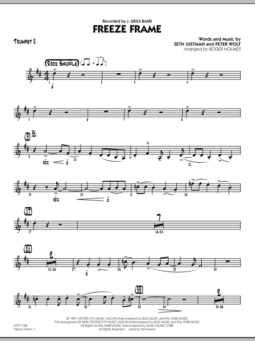 Download Roger Holmes Freeze Frame - Trumpet 2 Sheet Music and learn how to play Jazz Ensemble PDF digital score in minutes