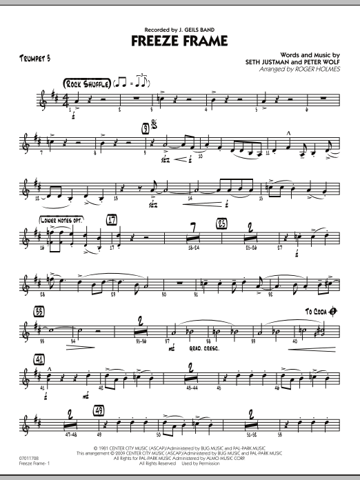 Download Roger Holmes Freeze Frame - Trumpet 3 Sheet Music and learn how to play Jazz Ensemble PDF digital score in minutes