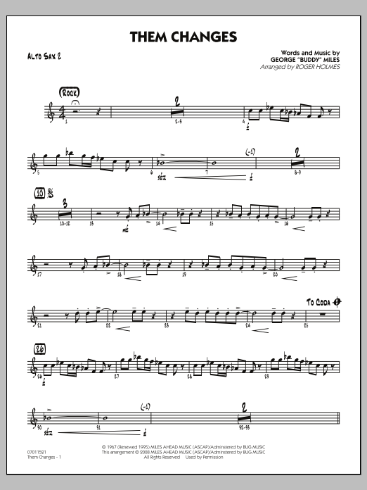 Download Roger Holmes Them Changes - Alto Sax 2 Sheet Music and learn how to play Jazz Ensemble PDF digital score in minutes