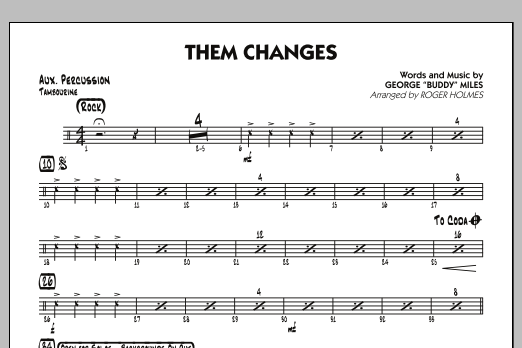 Download Roger Holmes Them Changes - Aux Percussion Sheet Music and learn how to play Jazz Ensemble PDF digital score in minutes