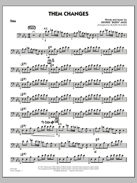 Download Roger Holmes Them Changes - Bass Sheet Music and learn how to play Jazz Ensemble PDF digital score in minutes