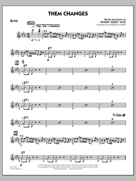 Download Roger Holmes Them Changes - Guitar Sheet Music and learn how to play Jazz Ensemble PDF digital score in minutes