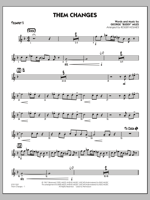 Download Roger Holmes Them Changes - Trumpet 3 Sheet Music and learn how to play Jazz Ensemble PDF digital score in minutes