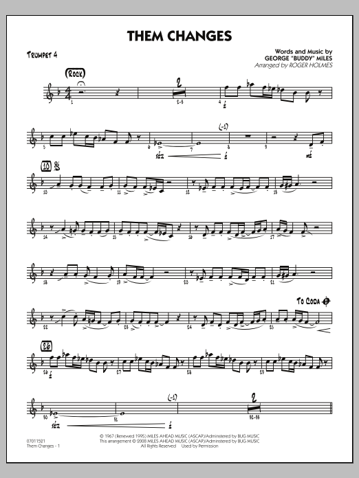 Download Roger Holmes Them Changes - Trumpet 4 Sheet Music and learn how to play Jazz Ensemble PDF digital score in minutes