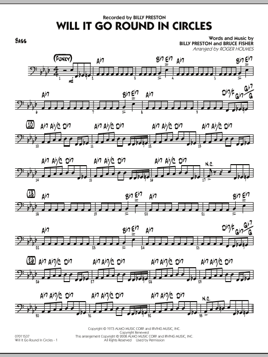 Download Roger Holmes Will It Go Round in Circles? - Bass Sheet Music and learn how to play Jazz Ensemble PDF digital score in minutes