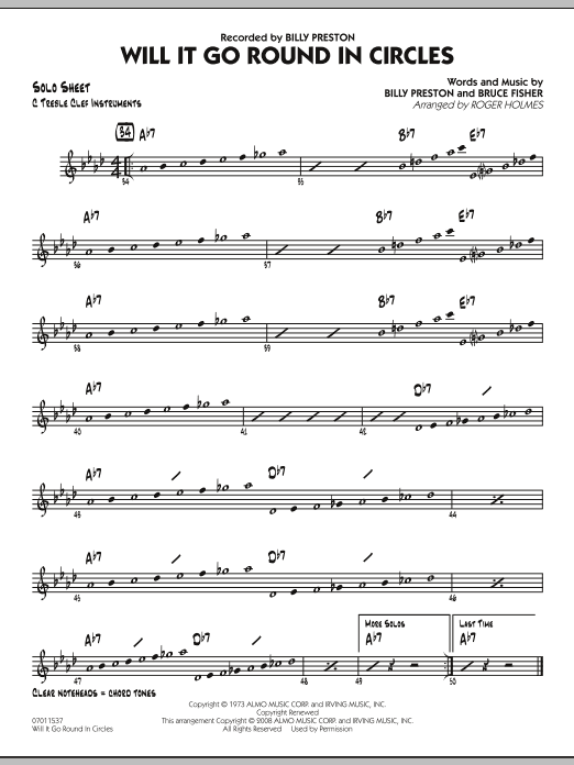 Download Roger Holmes Will It Go Round in Circles? - C Solo Sheet Sheet Music and learn how to play Jazz Ensemble PDF digital score in minutes