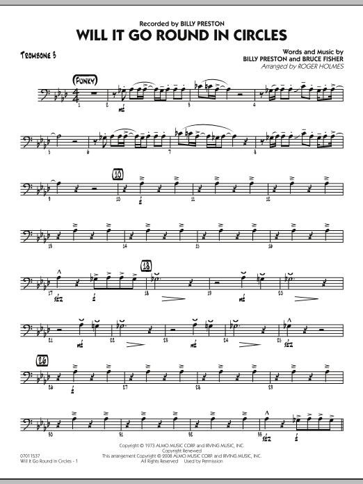 Download Roger Holmes Will It Go Round in Circles? - Trombone 3 Sheet Music and learn how to play Jazz Ensemble PDF digital score in minutes