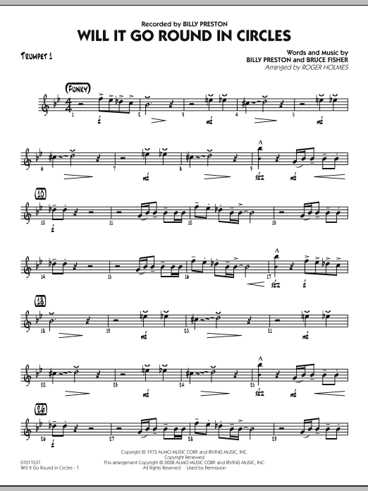 Download Roger Holmes Will It Go Round in Circles? - Trumpet 1 Sheet Music and learn how to play Jazz Ensemble PDF digital score in minutes