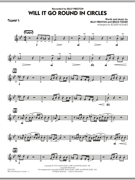 Download Roger Holmes Will It Go Round in Circles? - Trumpet 3 Sheet Music and learn how to play Jazz Ensemble PDF digital score in minutes