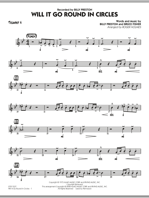 Download Roger Holmes Will It Go Round in Circles? - Trumpet 4 Sheet Music and learn how to play Jazz Ensemble PDF digital score in minutes