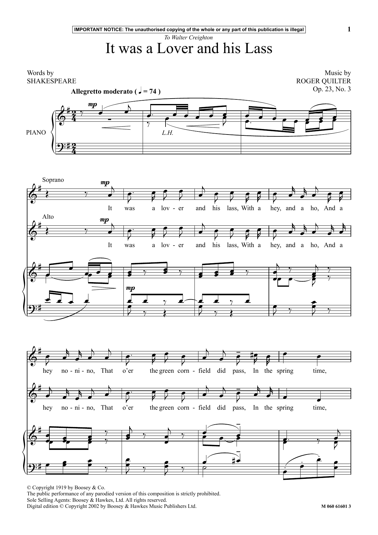 Download Roger Quilter It Was A Lover And His Lass Sheet Music and learn how to play Performance Ensemble PDF digital score in minutes