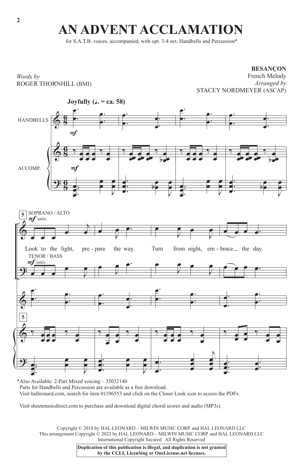 Download Roger Thornhill An Advent Acclamation (arr. Stacey Nordmeyer) Sheet Music and learn how to play SATB Choir PDF digital score in minutes