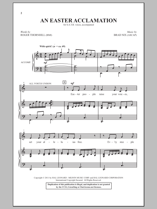 Download Brad Nix An Easter Acclamation Sheet Music and learn how to play SATB PDF digital score in minutes