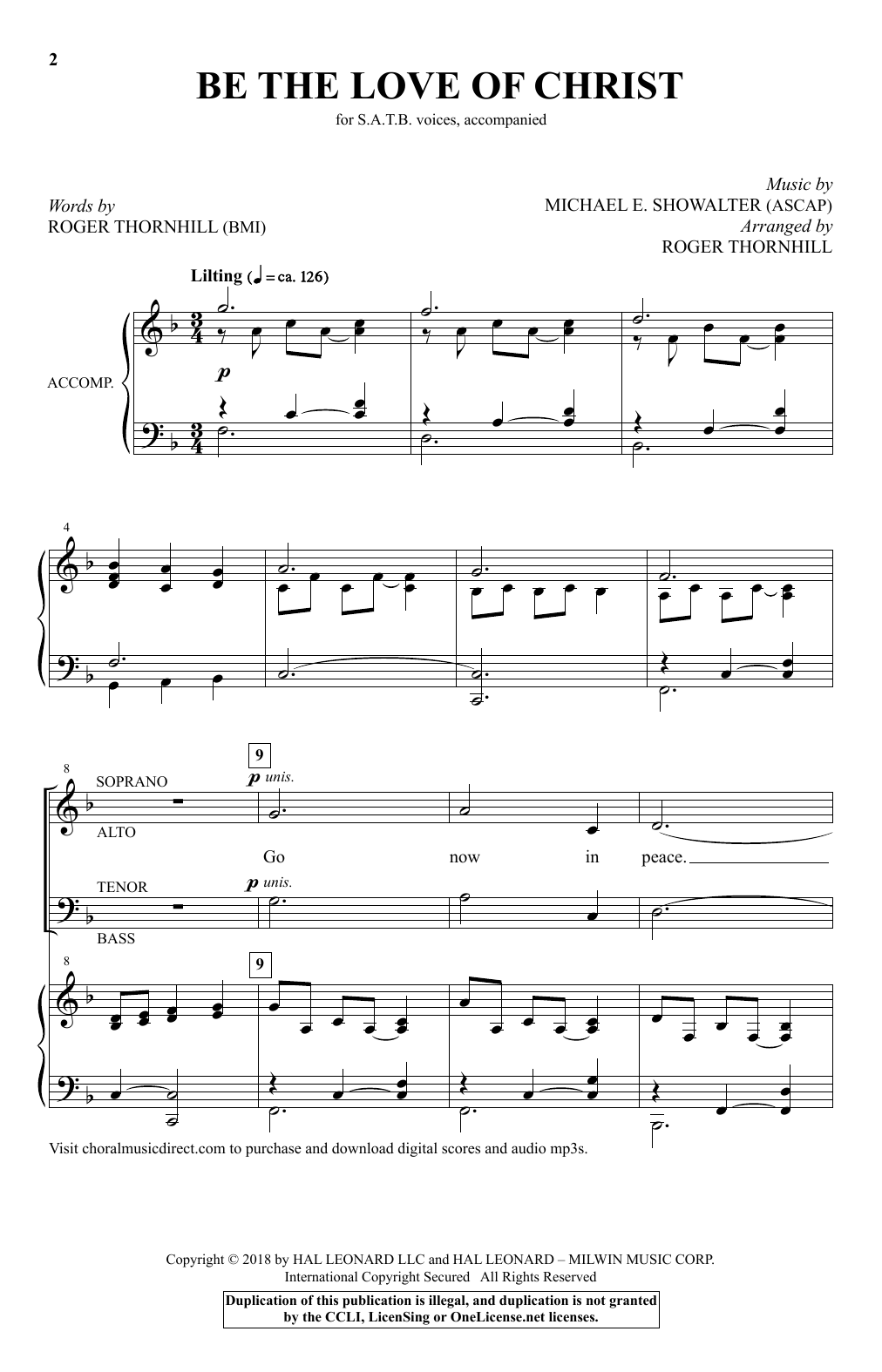 Download Roger Thornhill Be The Love Of Christ Sheet Music and learn how to play SATB Choir PDF digital score in minutes