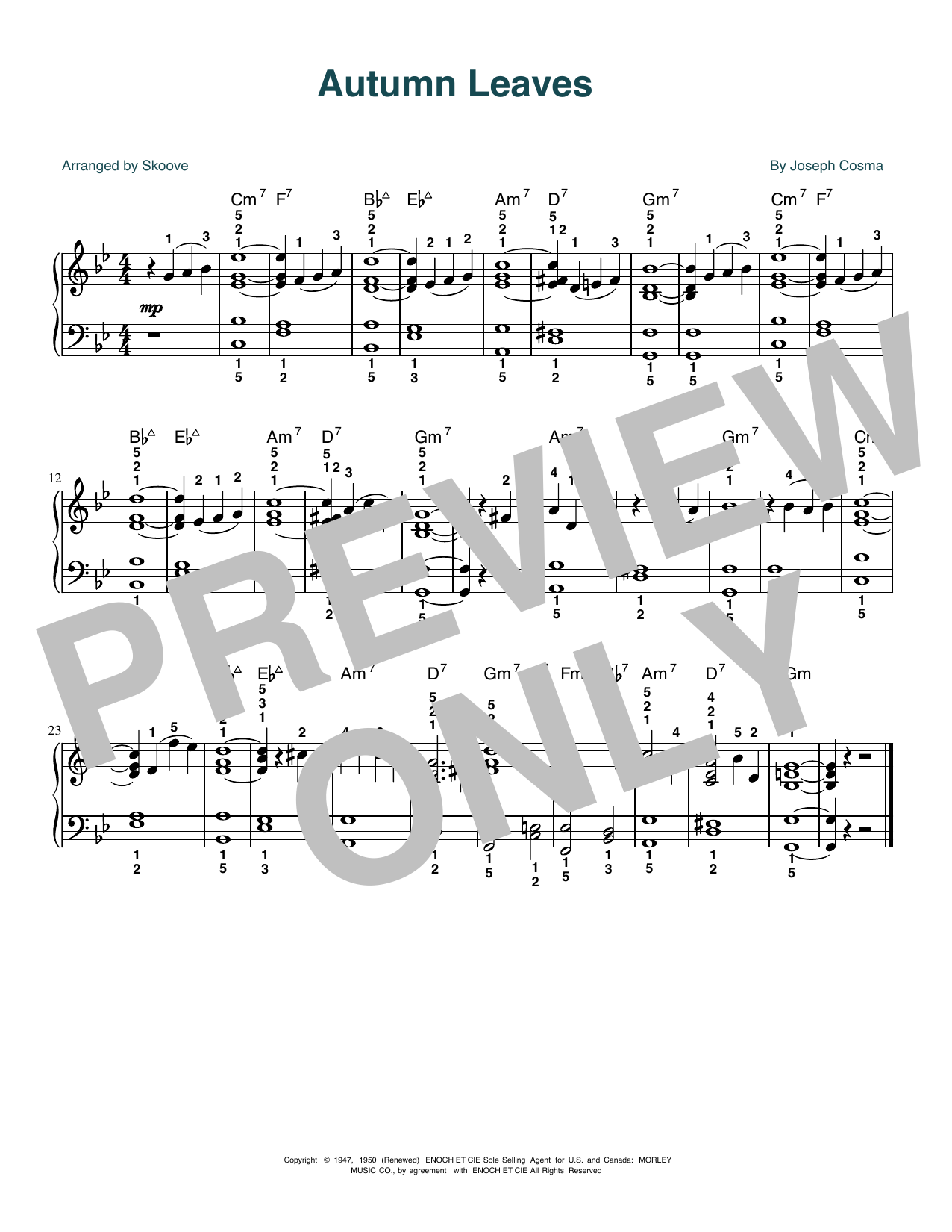 Download Roger Williams Autumn Leaves (arr. Skoove) Sheet Music and learn how to play Beginner Piano (Abridged) PDF digital score in minutes