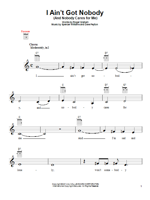 Roger Graham I Ain T Got Nobody And Nobody Cares For Me Sheet Music Notes Download Printable Pdf Score 1530