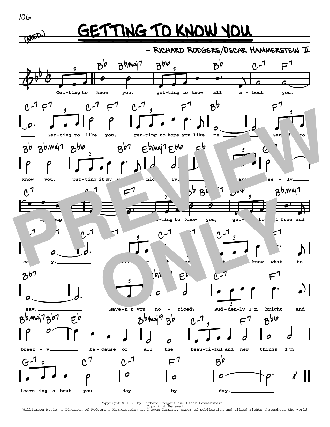Download Rogers & Hammerstein Getting To Know You (High Voice) Sheet Music and learn how to play Real Book – Melody, Lyrics & Chords PDF digital score in minutes
