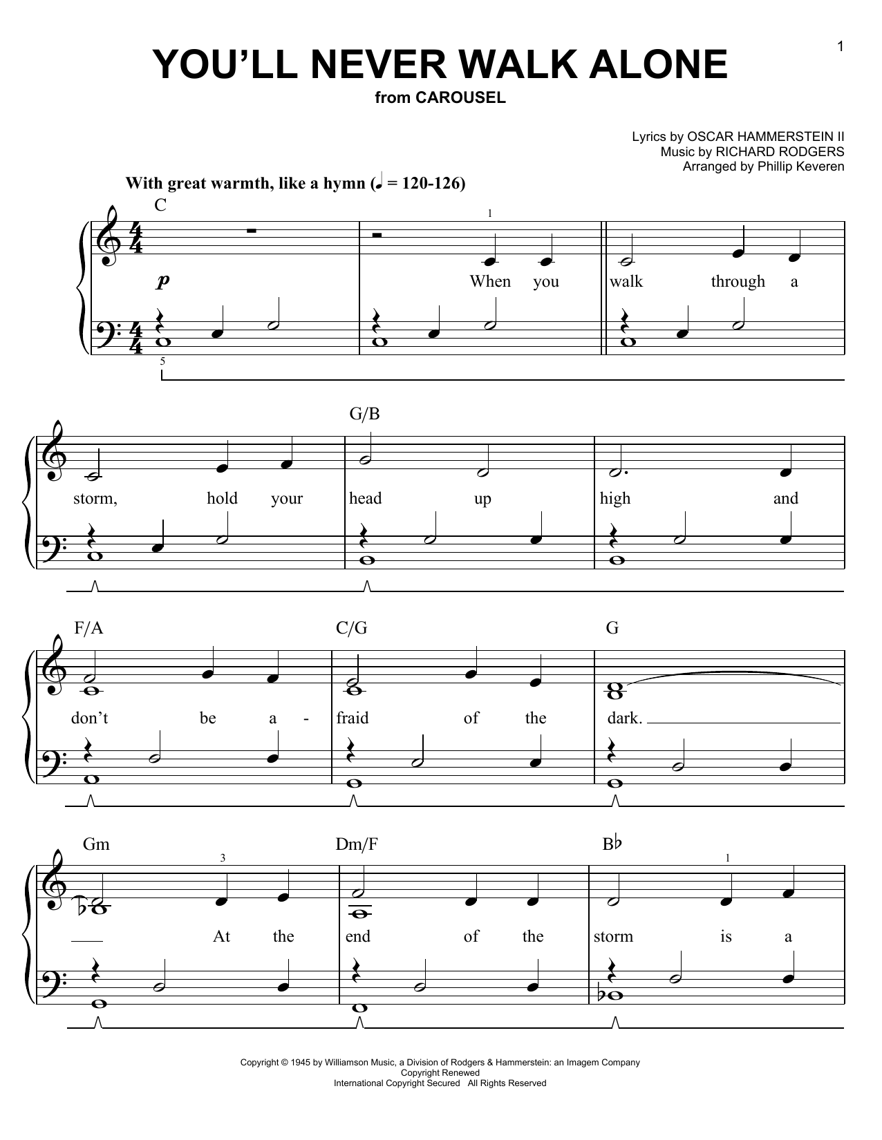Download Phillip Keveren You'll Never Walk Alone Sheet Music and learn how to play Easy Piano PDF digital score in minutes