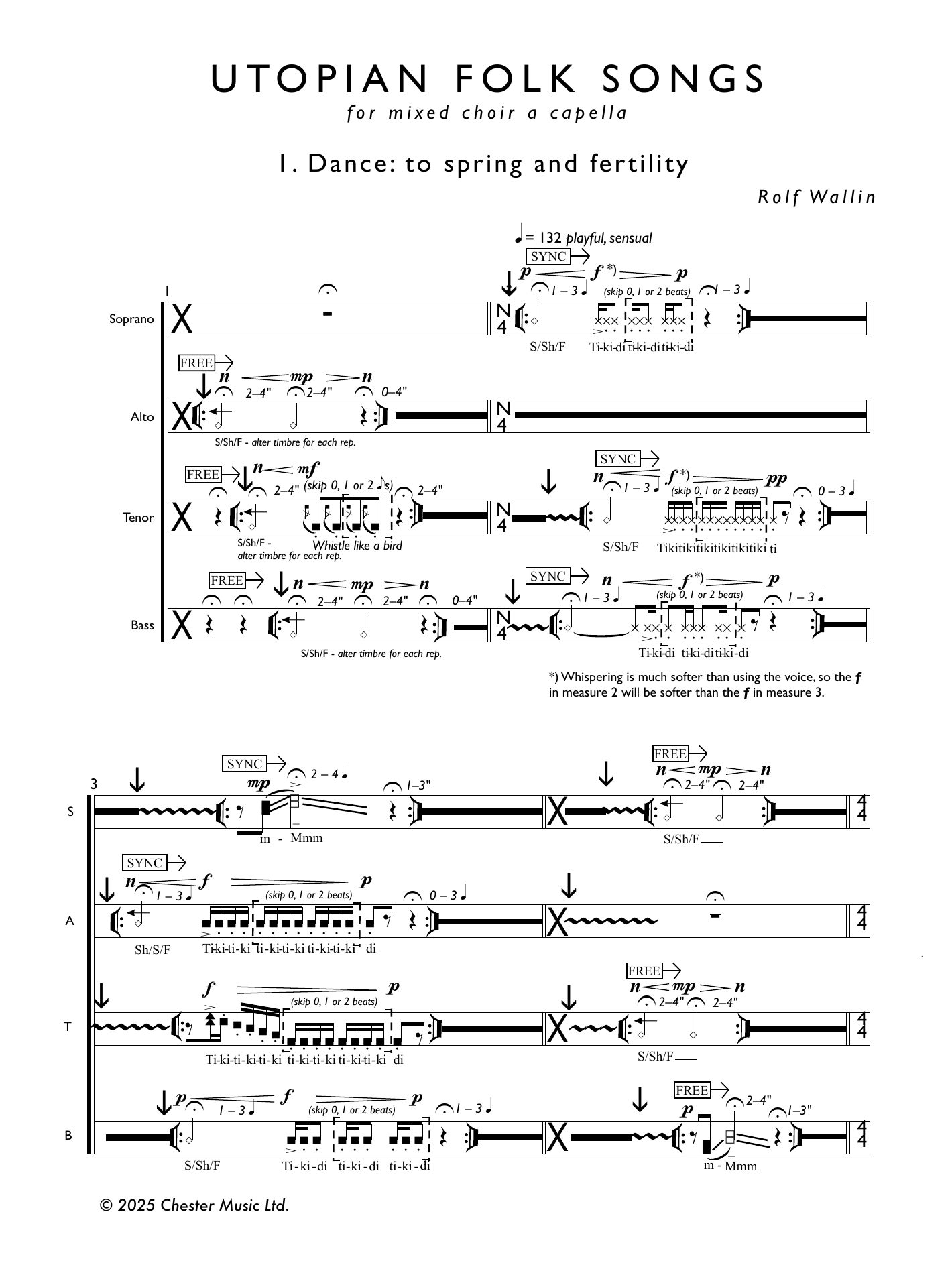 Download Rolf Wallin Utopian Folk Songs Sheet Music and learn how to play SSAATTBB Choir PDF digital score in minutes