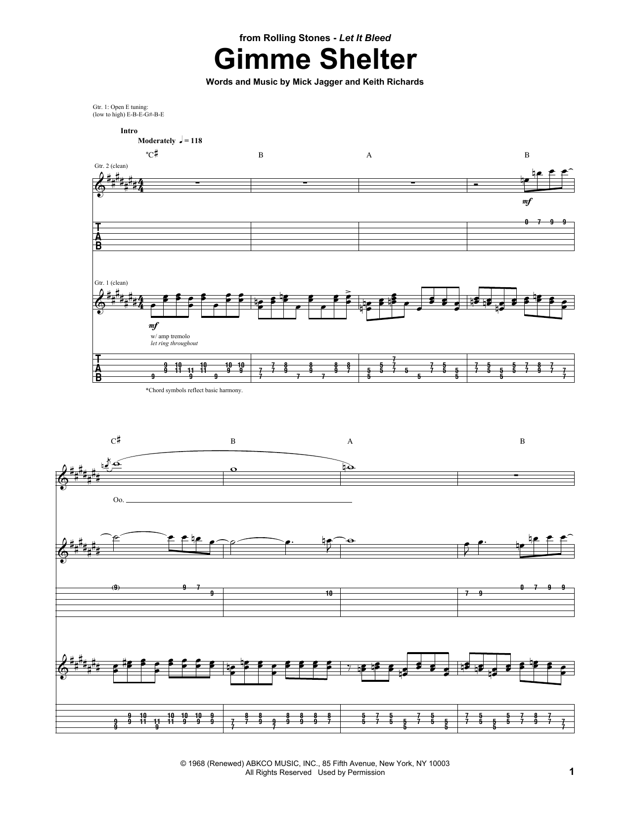 Download Rolling Stones Gimme Shelter Sheet Music and learn how to play Guitar Tab PDF digital score in minutes