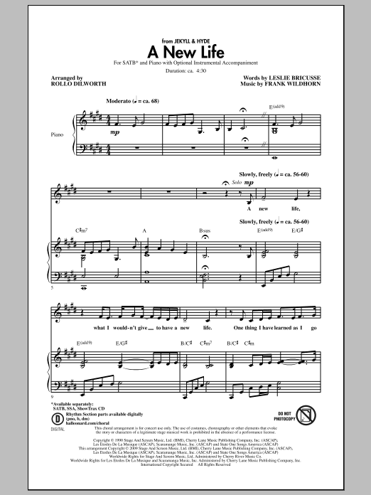 Download Rollo Dilworth A New Life (from Jekyll & Hyde) Sheet Music and learn how to play SSA Choir PDF digital score in minutes