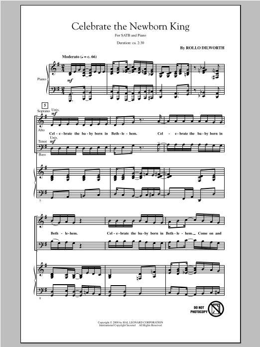 Download Rollo Dilworth Celebrate The Newborn King Sheet Music and learn how to play SATB PDF digital score in minutes