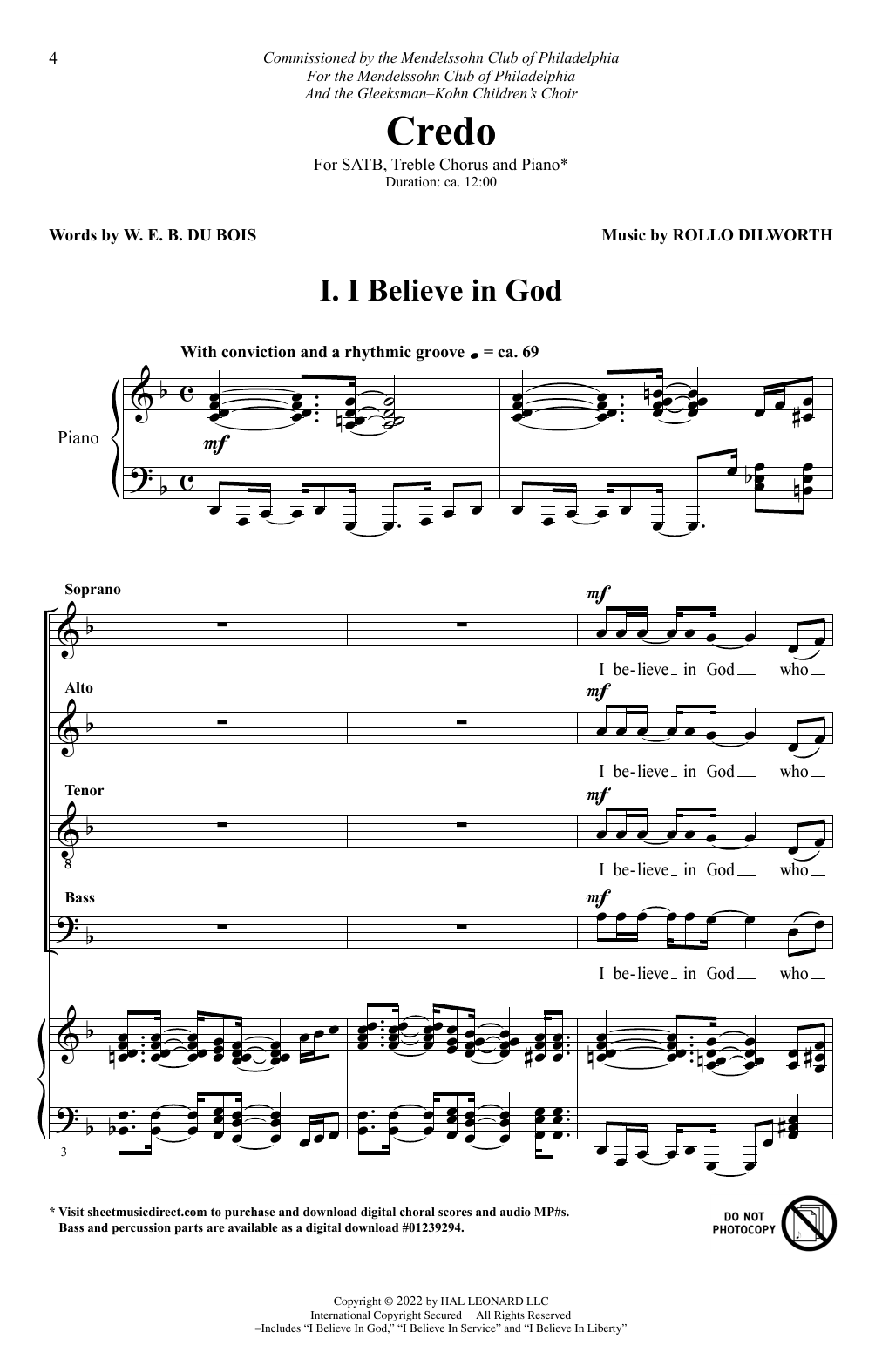 Download Rollo Dilworth Credo Sheet Music and learn how to play SATB Choir PDF digital score in minutes