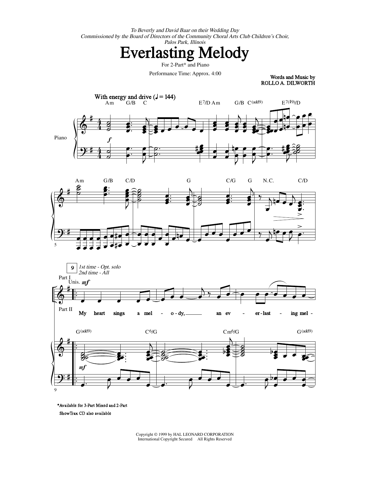 Download Rollo Dilworth Everlasting Melody Sheet Music and learn how to play 2-Part Choir PDF digital score in minutes