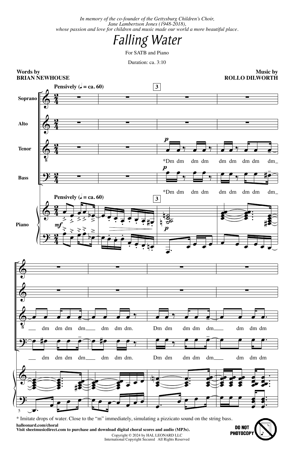 Download Rollo Dilworth Falling Water Sheet Music and learn how to play SATB Choir PDF digital score in minutes