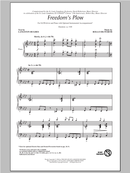 Download Rollo Dilworth Freedom's Plow Sheet Music and learn how to play SATB PDF digital score in minutes