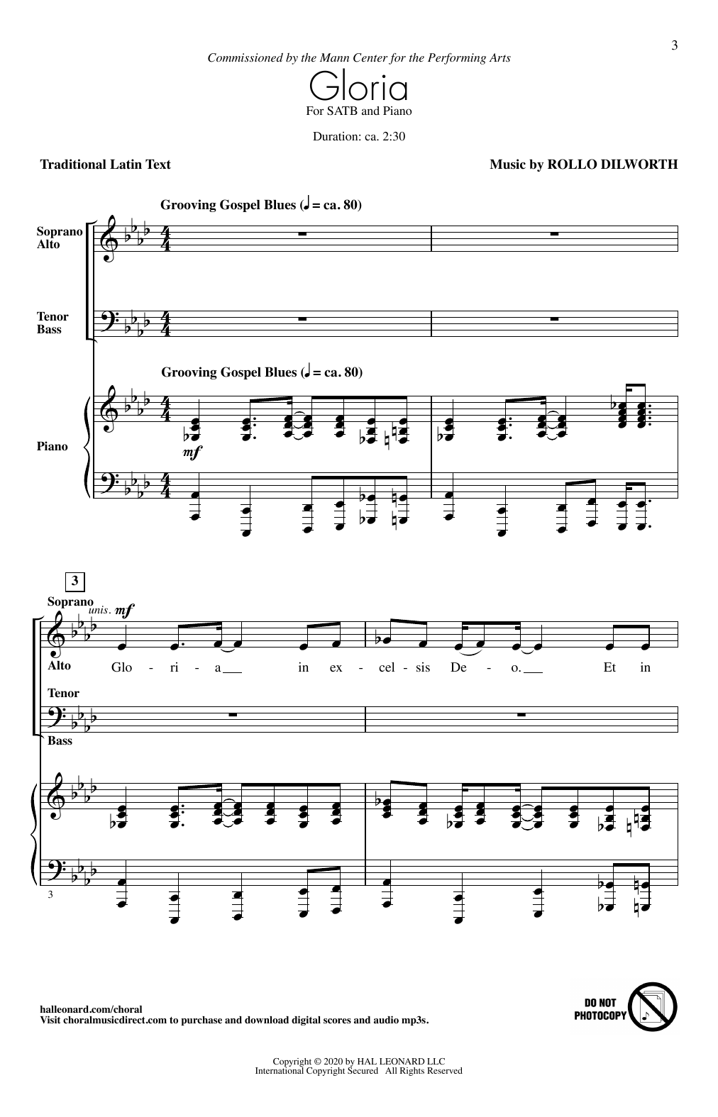 Download Rollo Dilworth Gloria Sheet Music and learn how to play SATB Choir PDF digital score in minutes