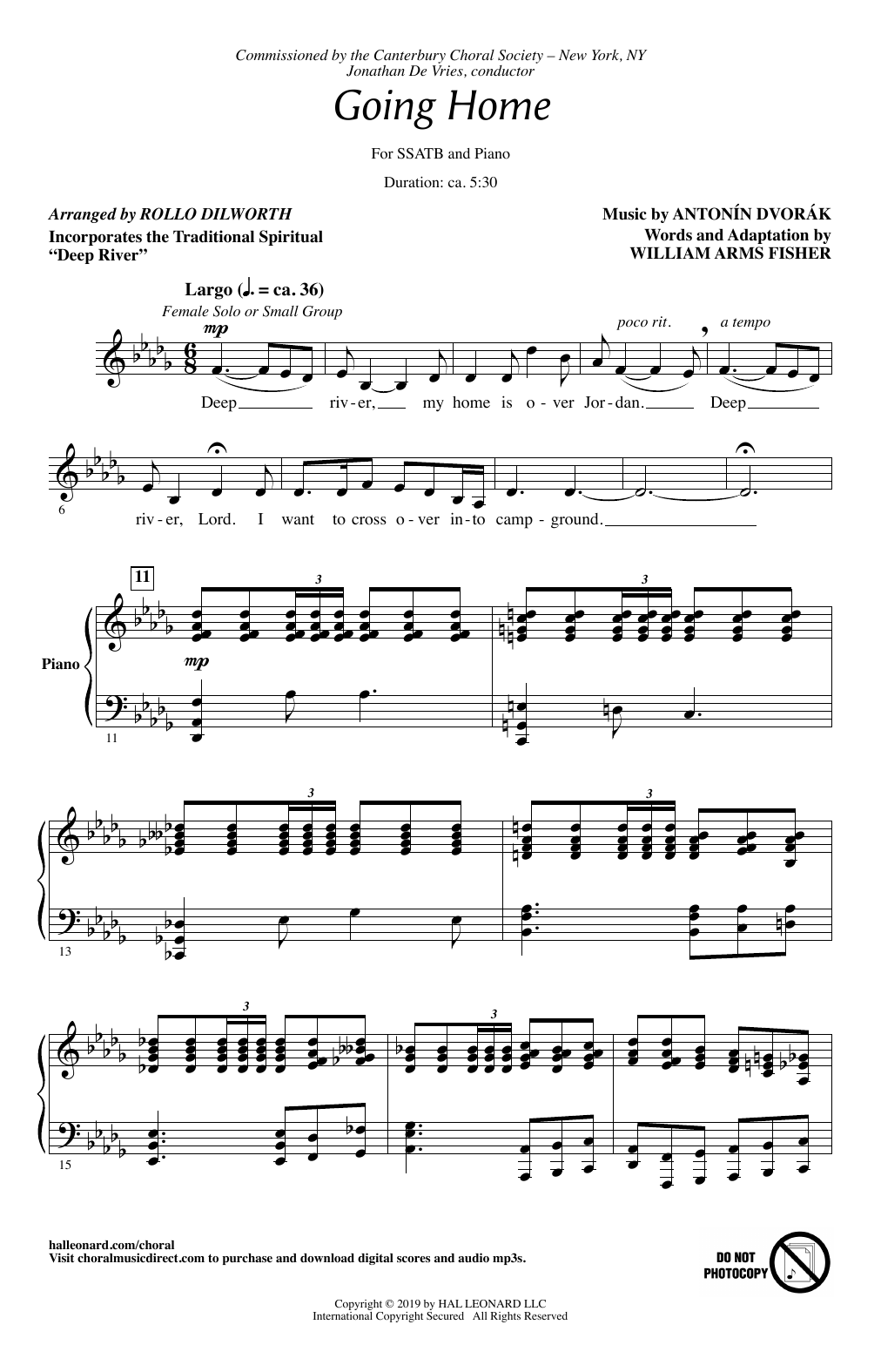 Download Rollo Dilworth Going Home Sheet Music and learn how to play SATB Choir PDF digital score in minutes