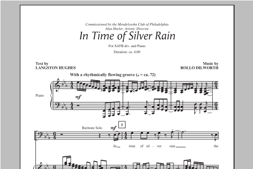 Download Rollo Dilworth In The Time Of Silver Rain Sheet Music and learn how to play SATB PDF digital score in minutes