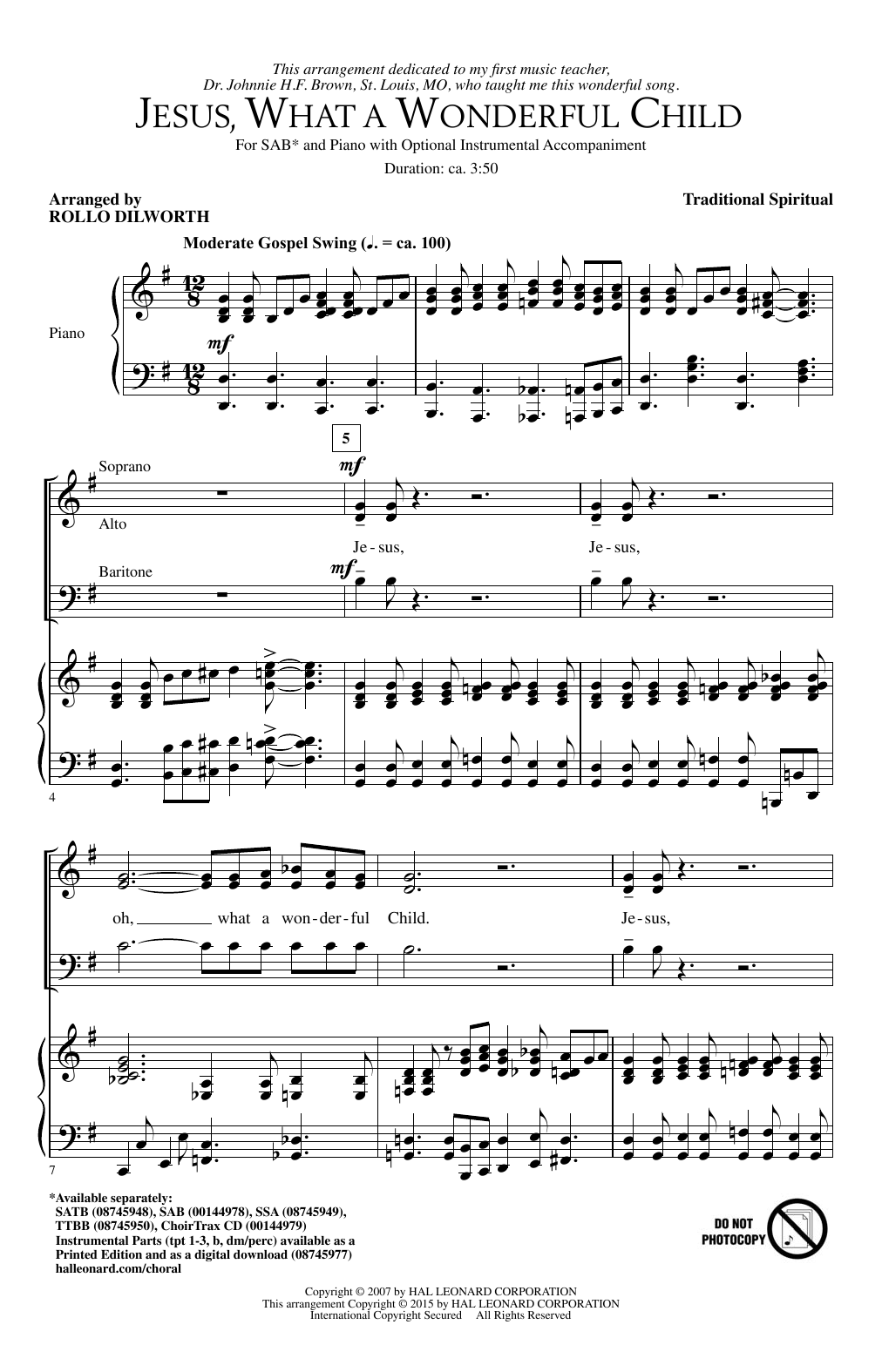 Download Traditional Spiritual Jesus, What A Wonderful Child (arr. Rollo Dilworth) Sheet Music and learn how to play SAB PDF digital score in minutes